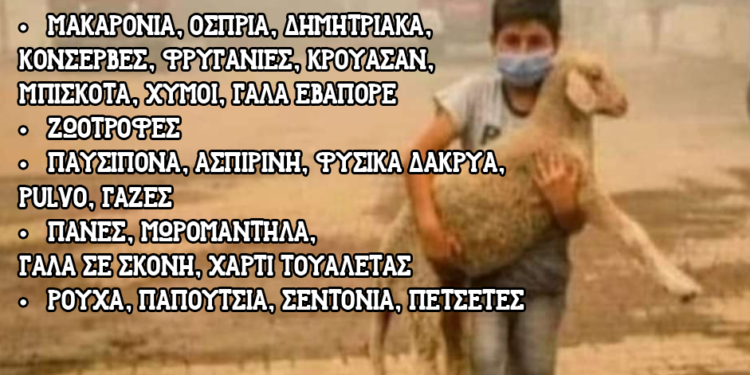 Τρόφιμα & είδη πρώτης ανάγκης για τους πυρόπληκτους συλλέγει ο Άγιος Νικόλαος