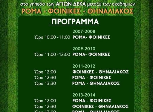Τουρνουά Ακαδημιών στο γήπεδο των Αγίων Δέκα