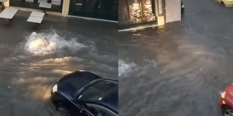 Πλημμύρισαν δρόμοι από τη σφοδρή καταιγίδα!