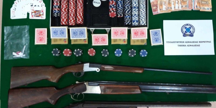 Έξι συλλήψεις στη Νότια Κέρκυρα για παράνομα παιχνίδια, όπλα και κάνναβη
