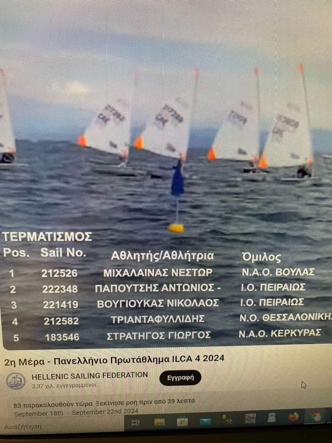 ΝΑΟΚ: Εξαιρετική η εμφάνιση των αθλητών στο Πανελλήνιο Πρωτάθλημα ILCA 4